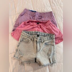 Kids Jean, Pink, & Lavender Shorts Bundle- size L